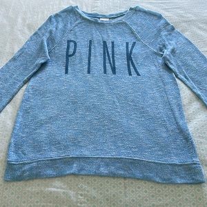 PINK Victoria’s Secret Blue Knit Long Sleeve Shirt